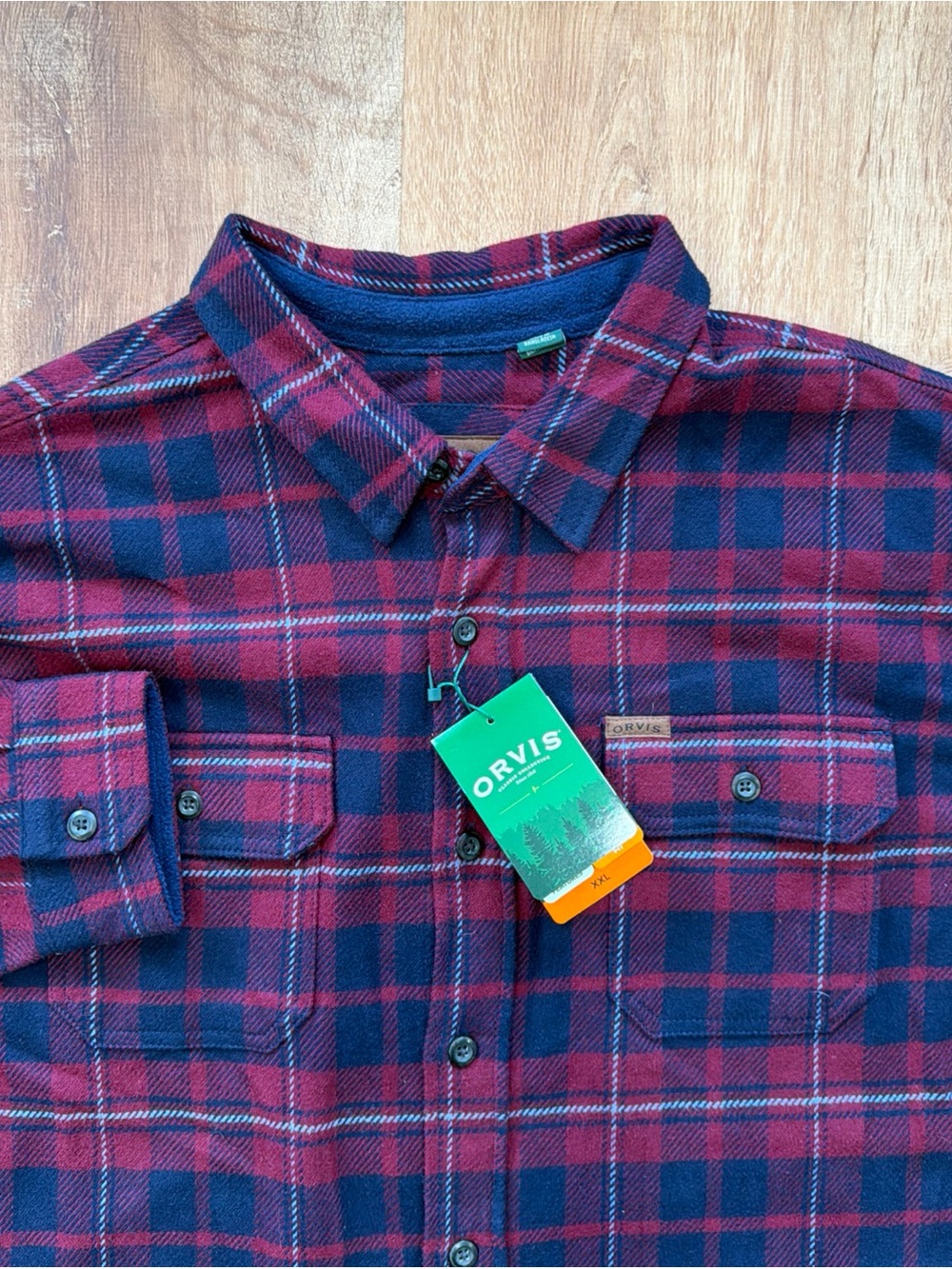 Orvis Heavyweight Flannel Shirt Mens 2XL Shacket Plaid Outdoor Hiking Fall